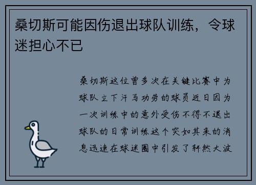 桑切斯可能因伤退出球队训练，令球迷担心不已